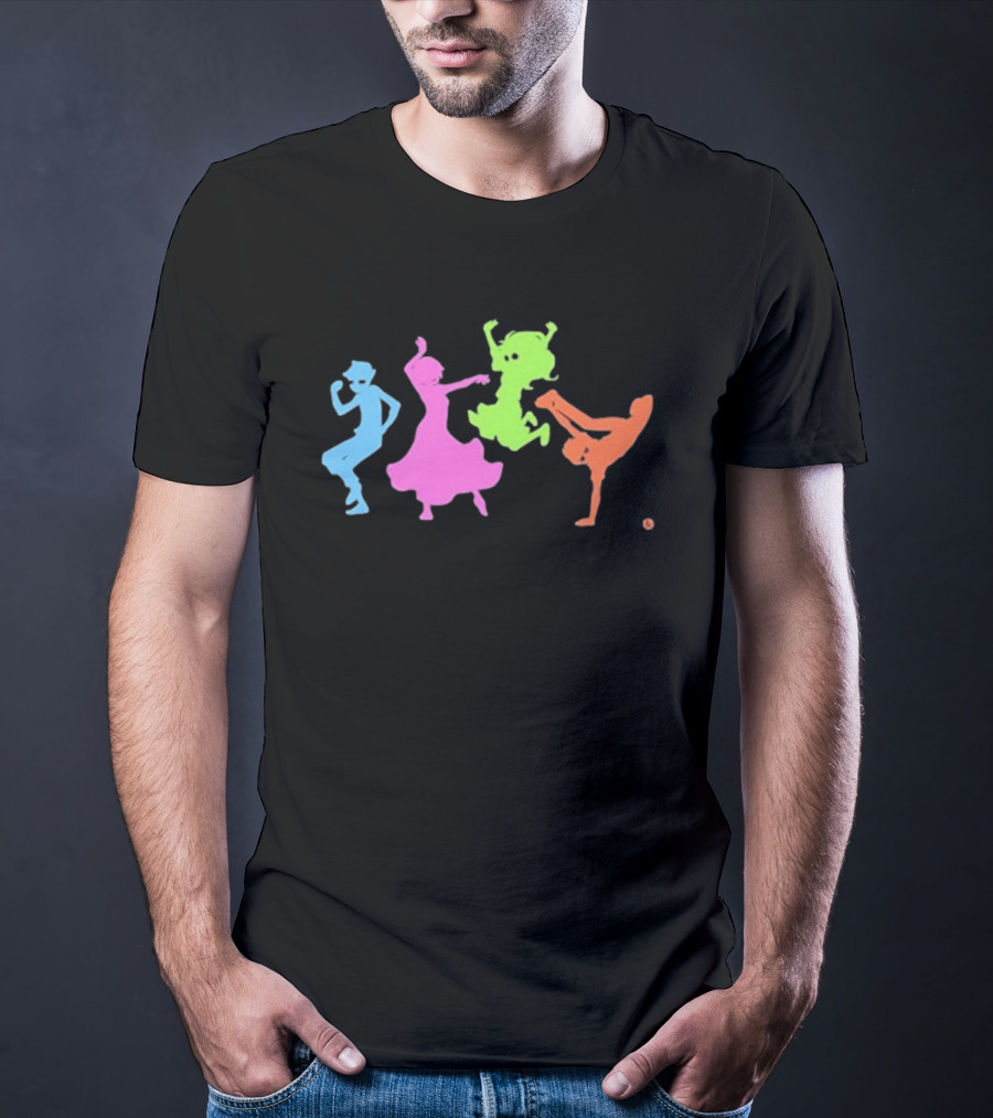 Topatoco Dance Neon Silhouettes Of Four Characters In Motion T-Shirt