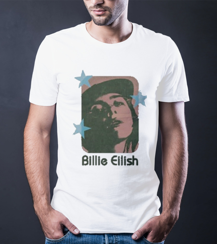 Billie Eilish Vintage Portrait With Stars T-Shirt