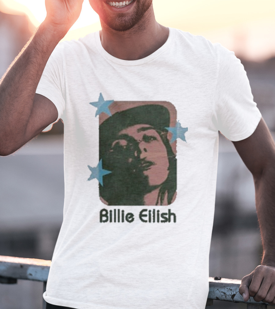 Billie Eilish Vintage Portrait With Stars T-Shirt
