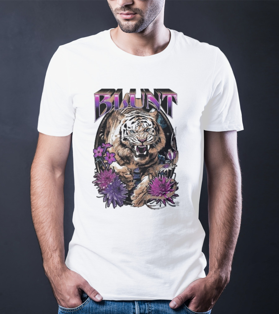 BLunt Fierce Tiger With Flowers T-Shirt