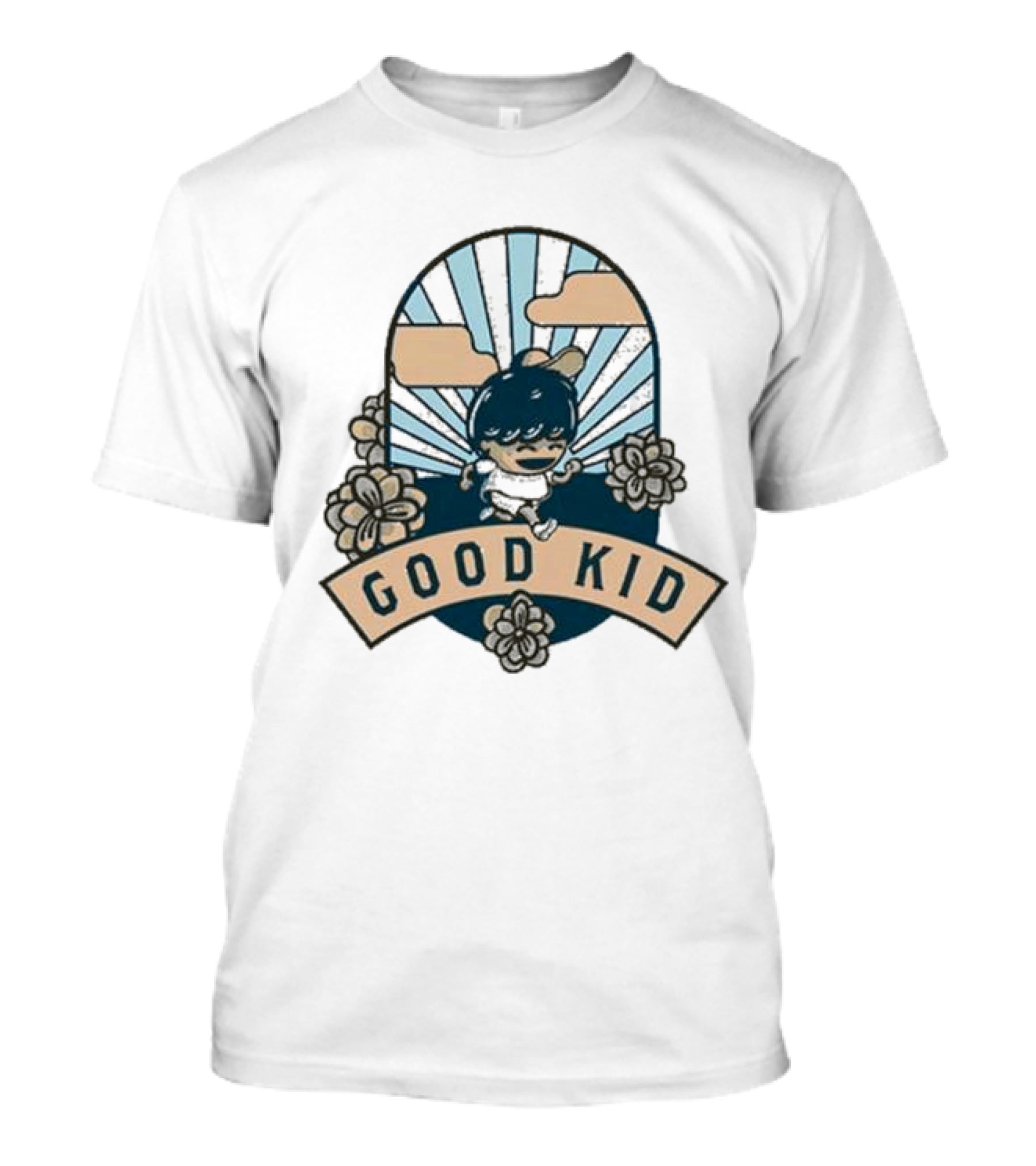 Good Kid Sunshine Retro Floral Clouds Sunburst T-Shirt