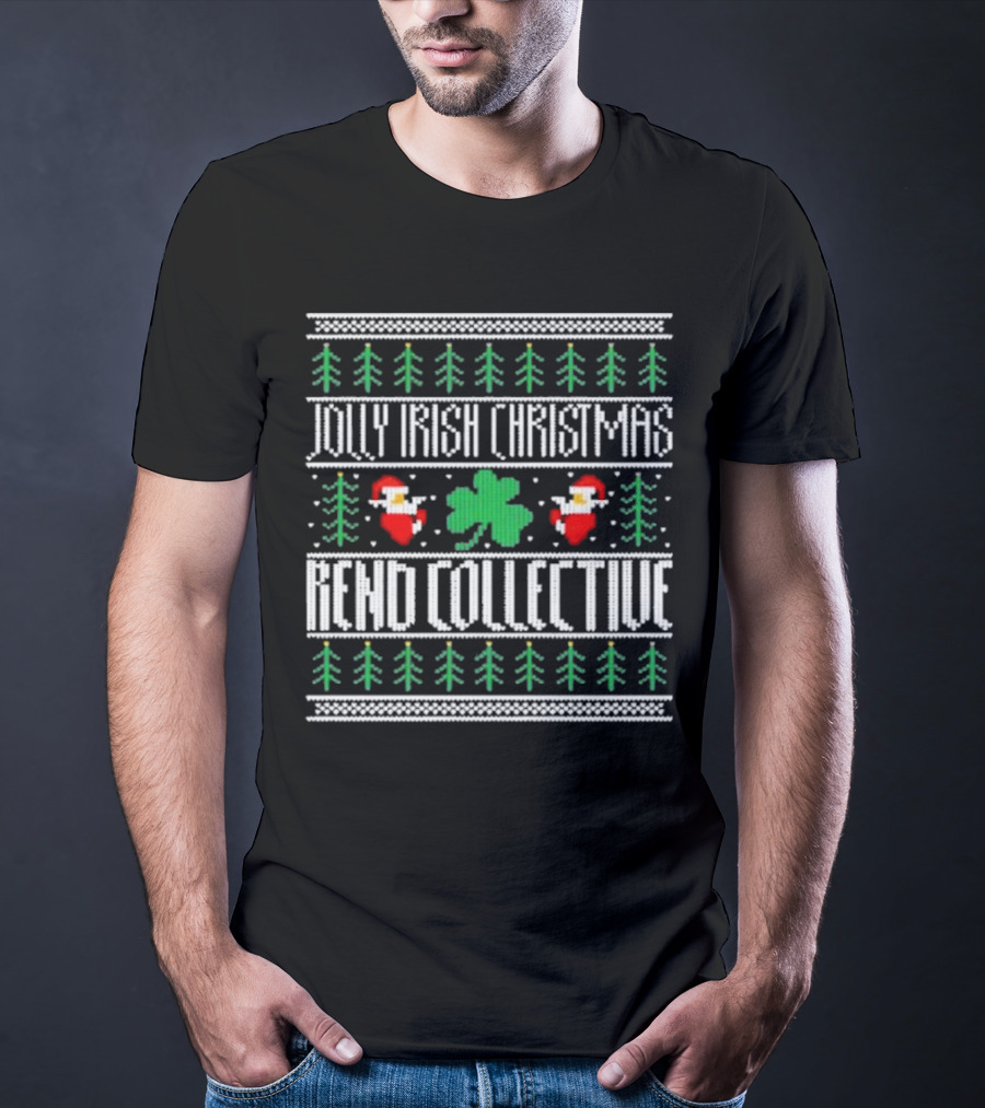 Jolly Irish Christmas With Santa And Shamrock Rend Collective T-Shirt