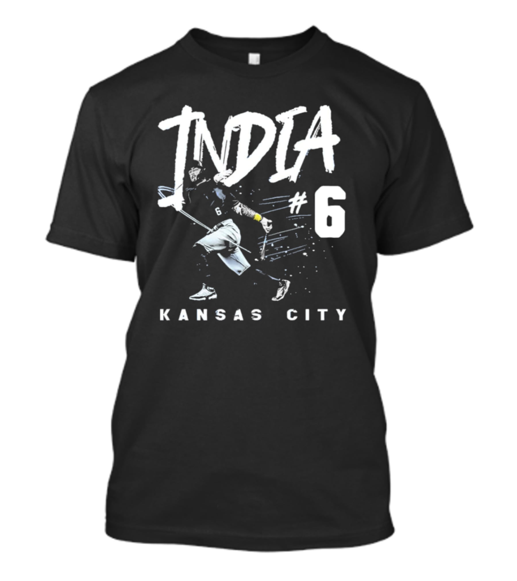 Kansas City India #6 Baseball Player T-Shirt