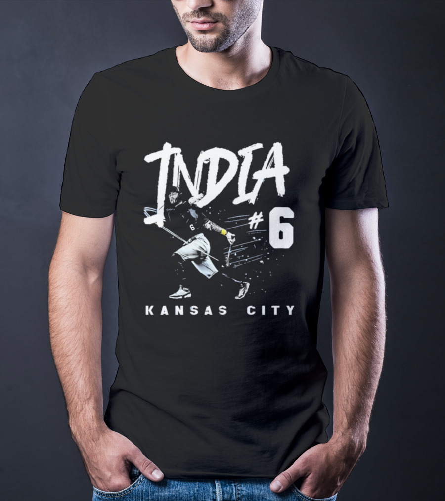 Kansas City India #6 Baseball Player T-Shirt