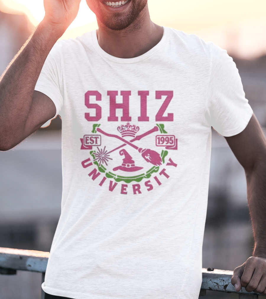 Shiz University Est 1995 Wicked Broom Wand Crown Hat Crest T-Shirt