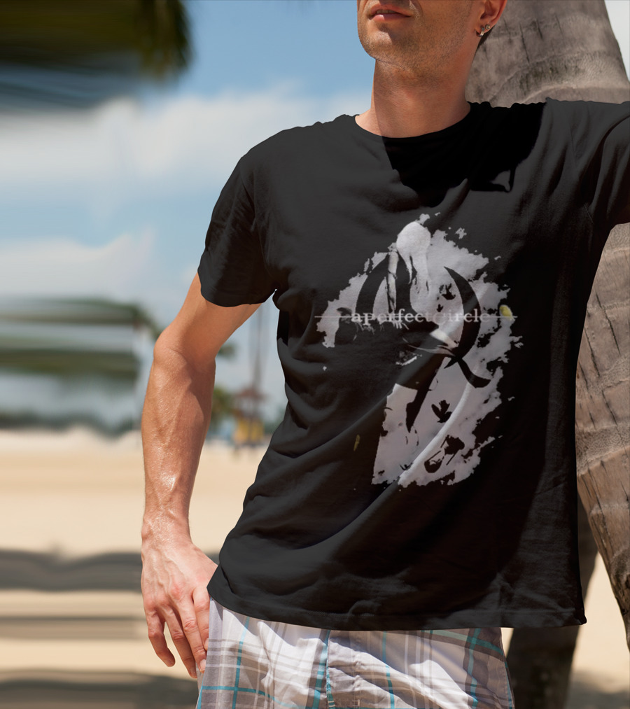 A Perfect Circle Grunge Style Angel Figure With Crescent T-Shirt