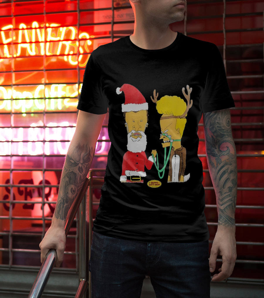 Beavis And Butt-head Santa And Reindeer Christmas T-Shirt