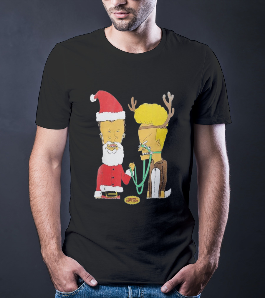 Beavis And Butt-head Santa And Reindeer Christmas T-Shirt