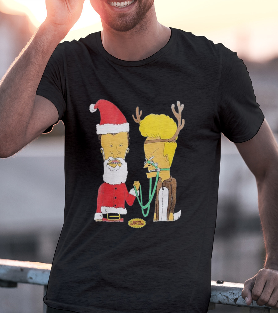 Beavis And Butt-head Santa And Reindeer Christmas T-Shirt