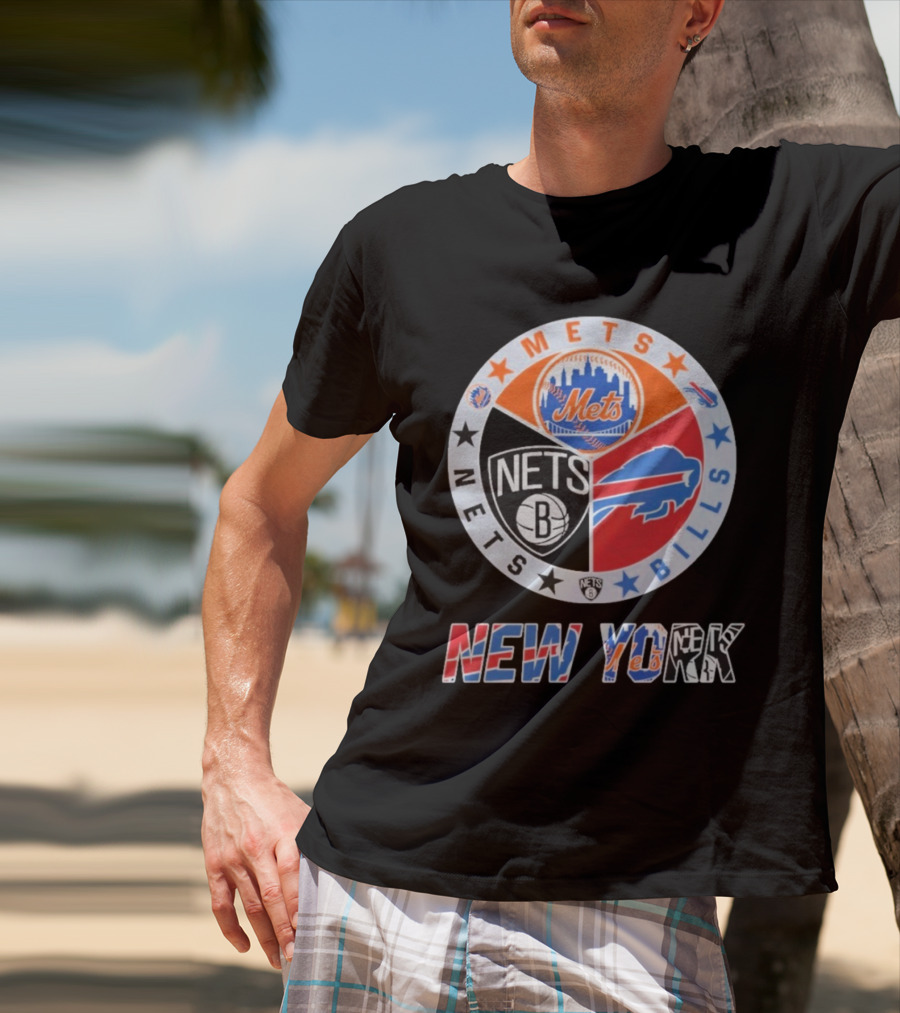 Brooklyn Nets New York Mets Buffalo Bills New York Fan Gear T-Shirt
