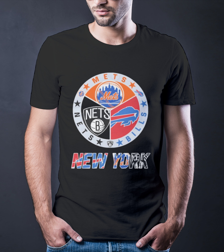 Brooklyn Nets New York Mets Buffalo Bills New York Fan Gear T-Shirt