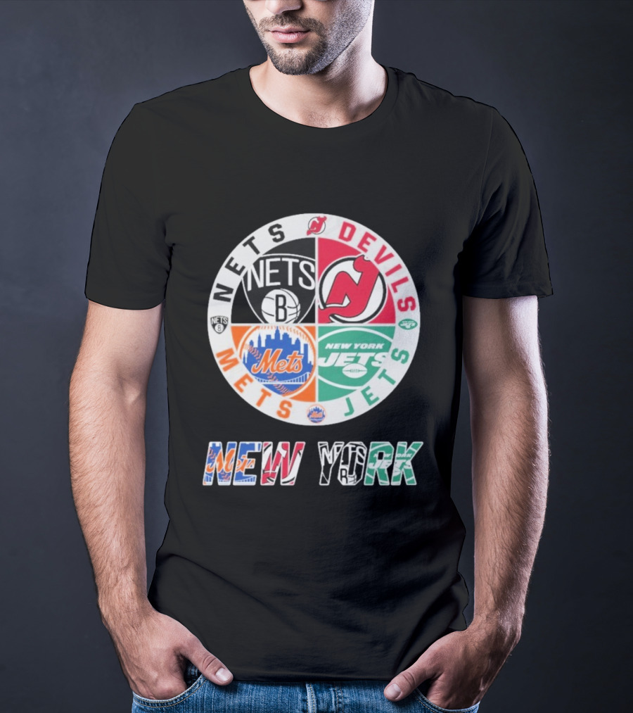 Brooklyn Nets New Jersey Devils New York Mets Jets New York T-Shirt