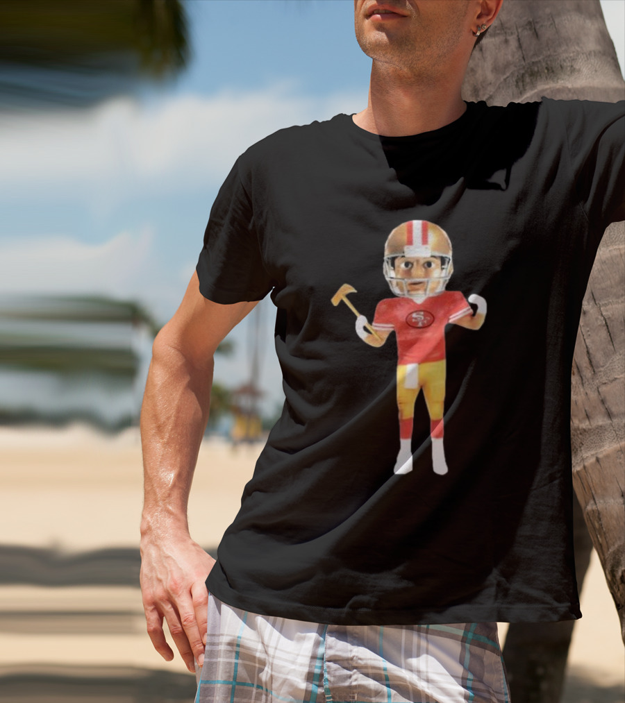49Ers X Gorf Bobblehead Football Figure With Helmet And Pickaxe T-Shirt