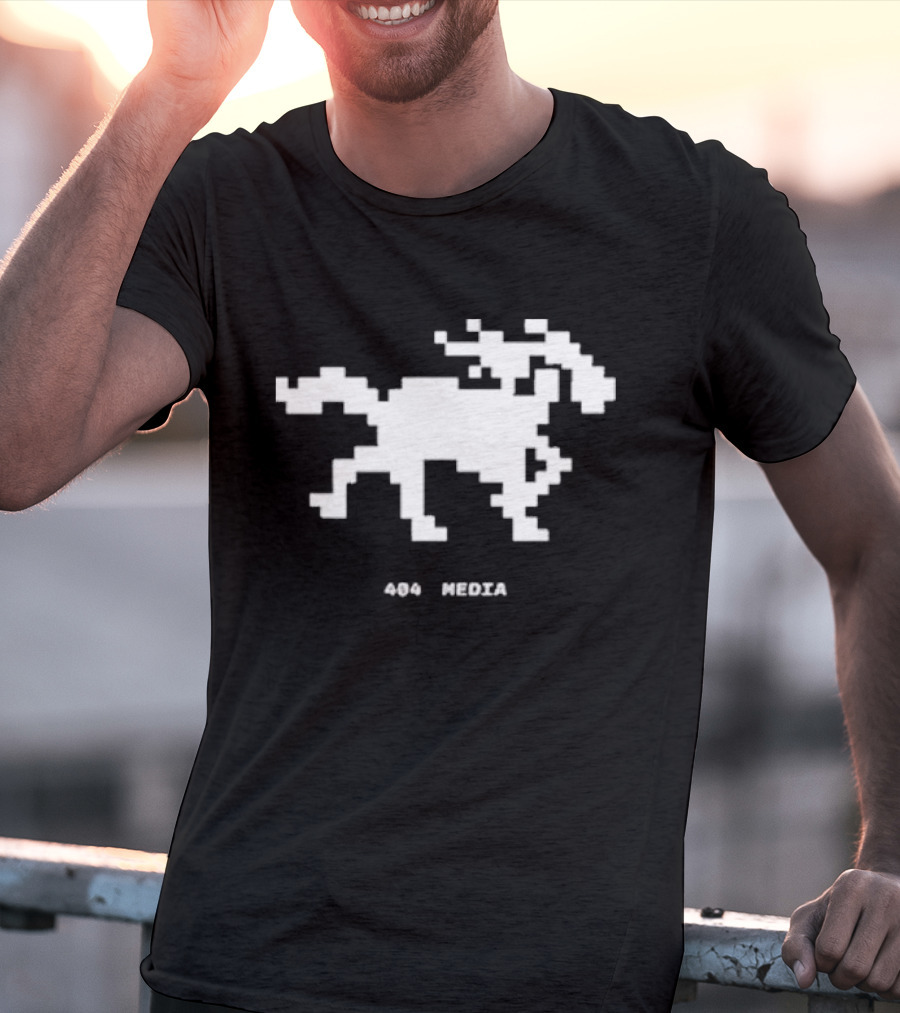 404 Media Pixelated Horse Retro Digital Aesthetic T-Shirt