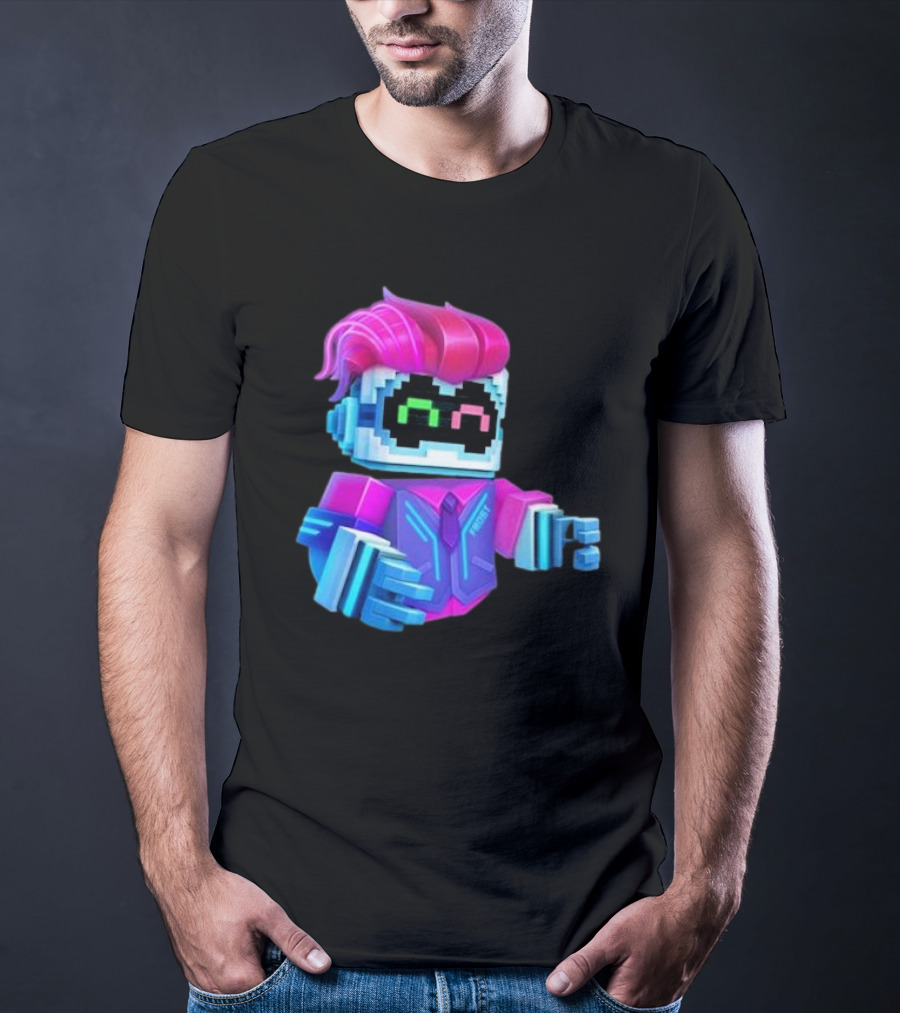 Cubic Games Cyber Robbie Pixelated Character Neon T-Shirt