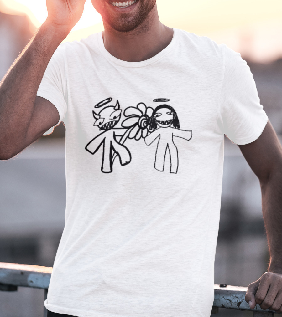 Dj Scheme I Believe In You Angel Demon Holding Flower T-Shirt