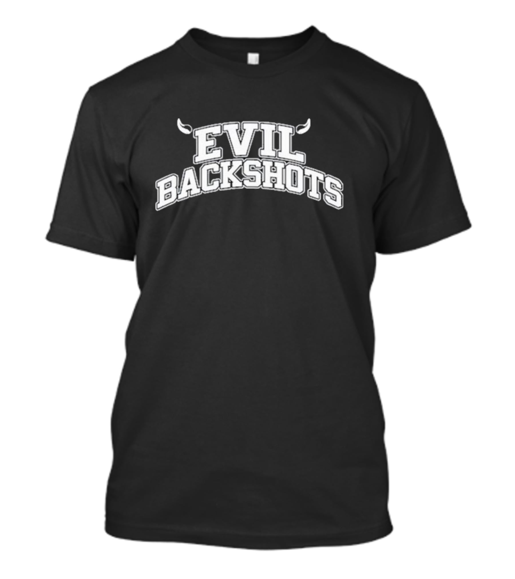 EVIL BACKSHOTS Horned Text T-Shirt