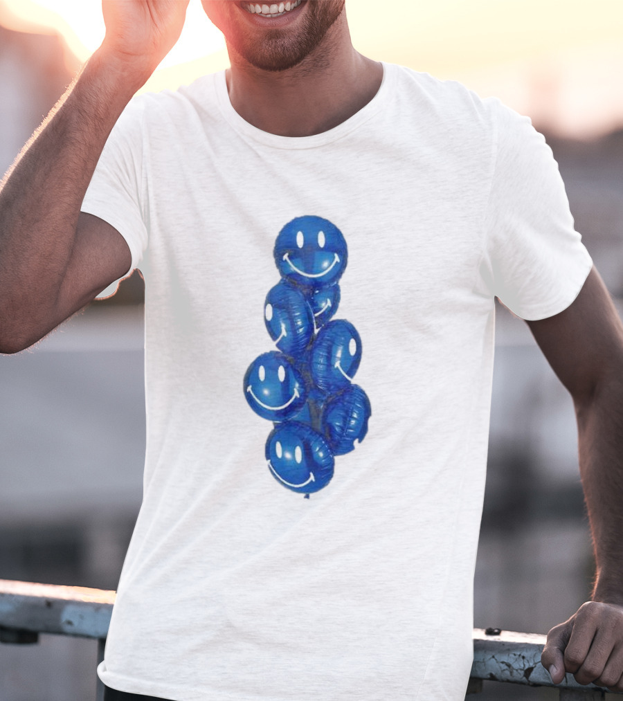 Smiley Celebration Blue Balloons T-Shirt