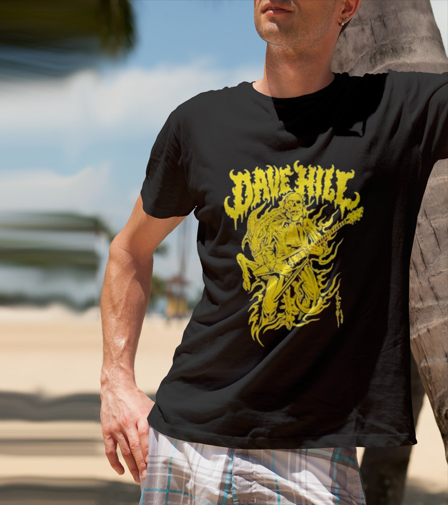 Dave Hill Skullface Yellow Flame Guitar Art By Tim Lehi T-Shirt