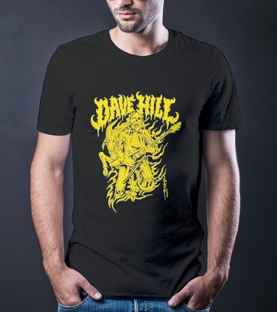 Dave Hill Skullface Yellow Flame Guitar Art By Tim Lehi T-Shirt