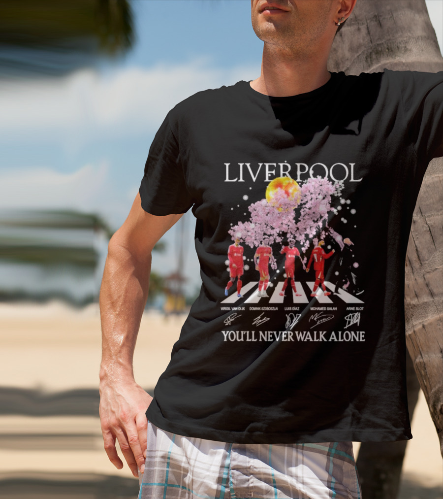 Liverpool You’ll Never Walk Alone Cherry Blossoms Bloom Virgil Van Dijk Dominik Szoboszlai Luis Diaz Mohamed Salah Arne Slot T-Shirt