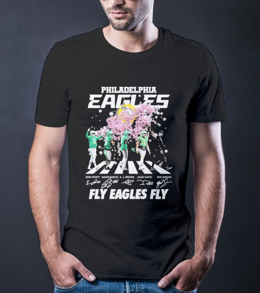 Philadelphia Eagles Fly Eagles Fly Kenny Pickett Saquon Barkley A.J. Brown Jalen Hurts Nick Sirianni Signatures T-Shirt