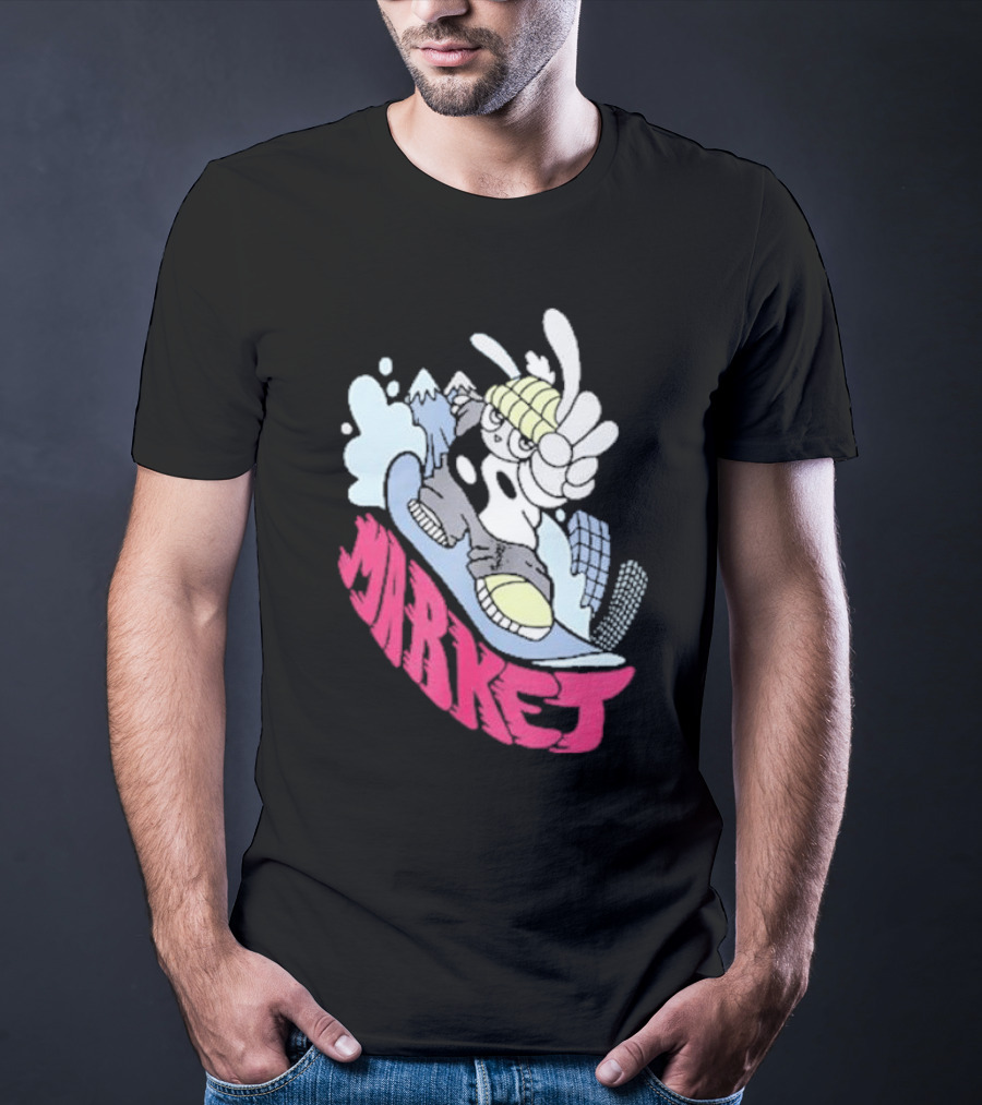 Shibuya Shred Market Snowboarding Rabbit Cartoon T-Shirt