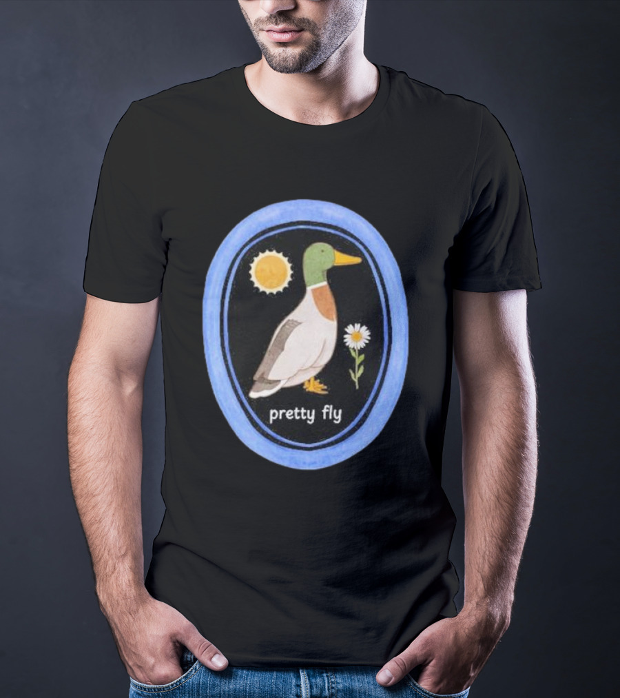 Pretty Fly Duck With Sun And Daisy Oval T-Shirt