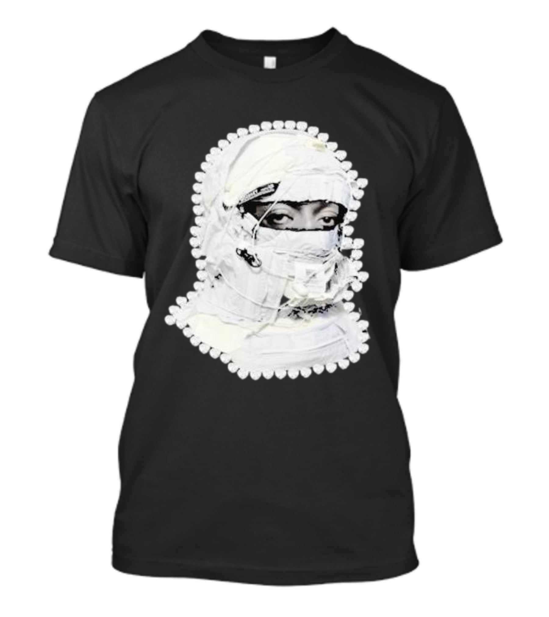 Noissey High Quality Functional Print Pull Over White Masked Figure T-Shirt