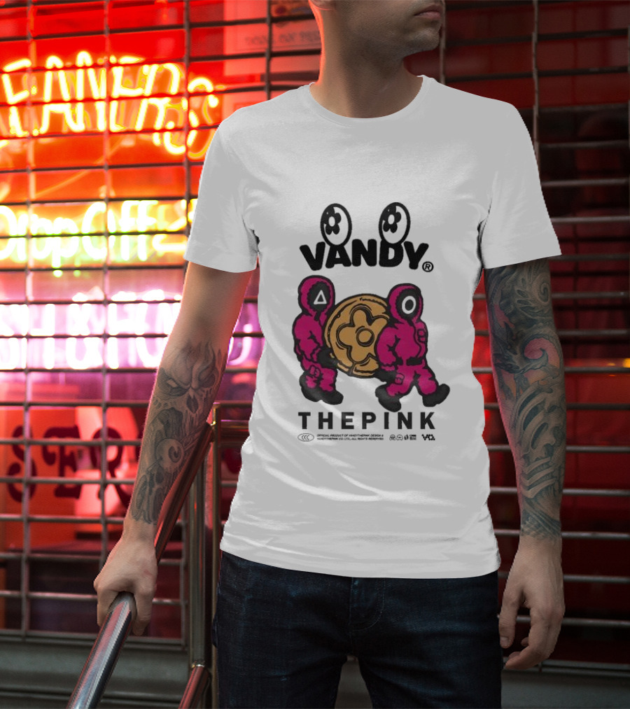 Squid Game X Vandythepink Soldiers Vandy The Pink Collaboration Featuring Iconic Candy T-Shirt