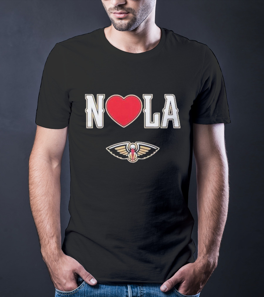New Orleans Pelicans Heart NOLA Love With Pelicans T-Shirt