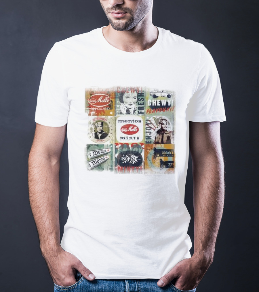 Van Melle Mentos Fresh Minty Chewy Flavours Collage Enjoy Holland Mints T-Shirt