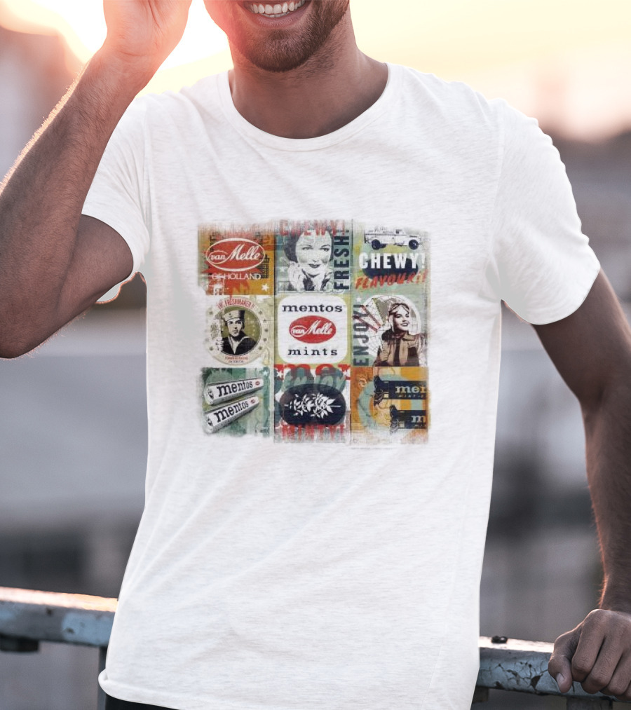 Van Melle Mentos Fresh Minty Chewy Flavours Collage Enjoy Holland Mints T-Shirt