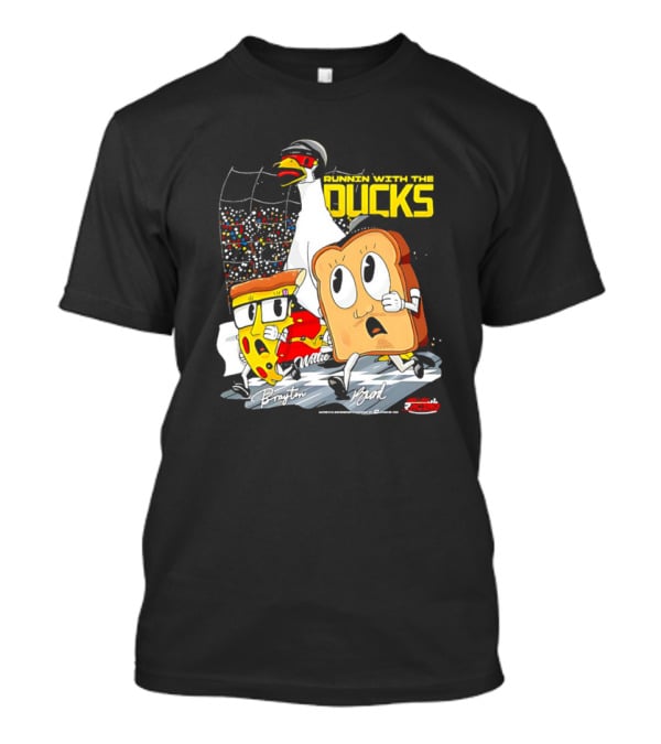 Running With The Ducks Brayton Brad Willie Cartoon Pizza And Toast Racing T-Shirt