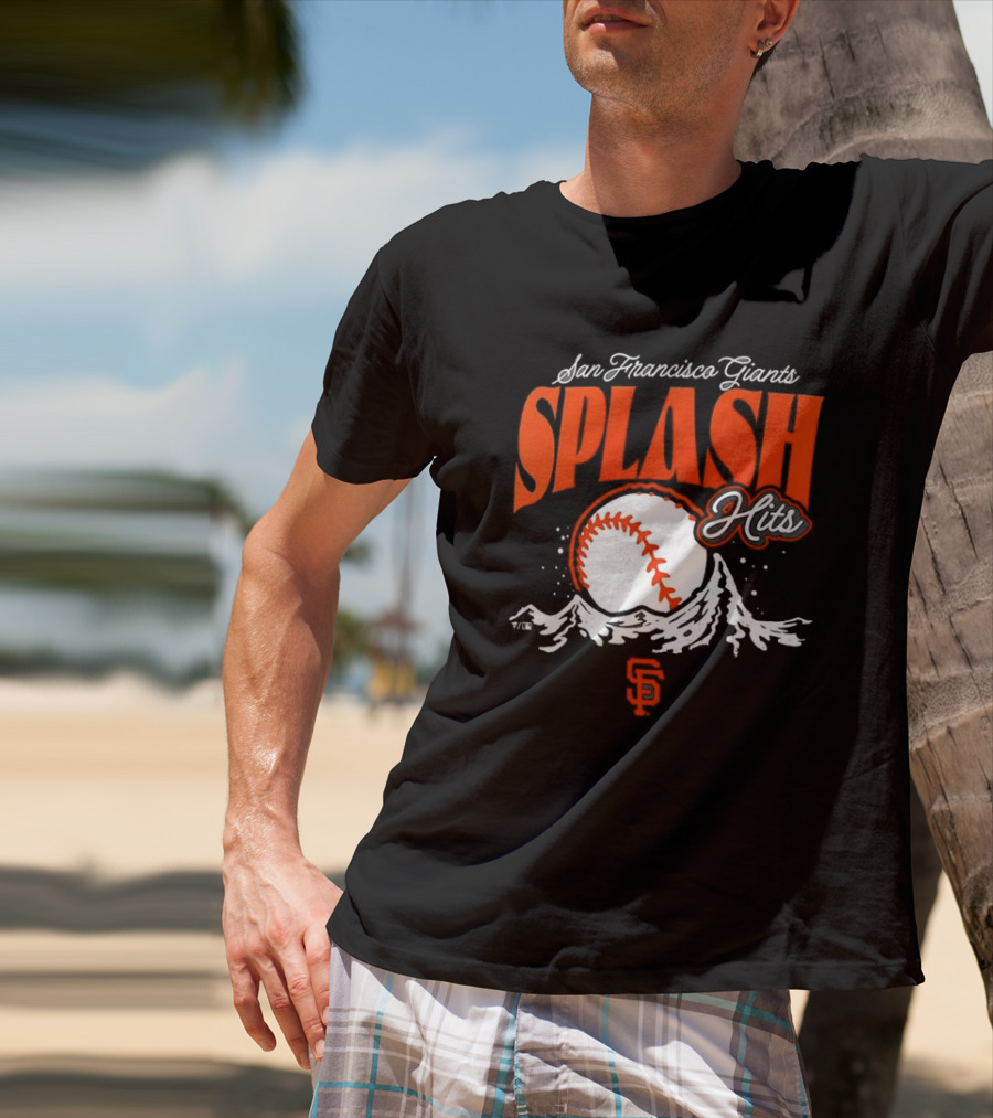 San Francisco Giants Splash Hits Baseball Waves And Number 9 T-Shirt