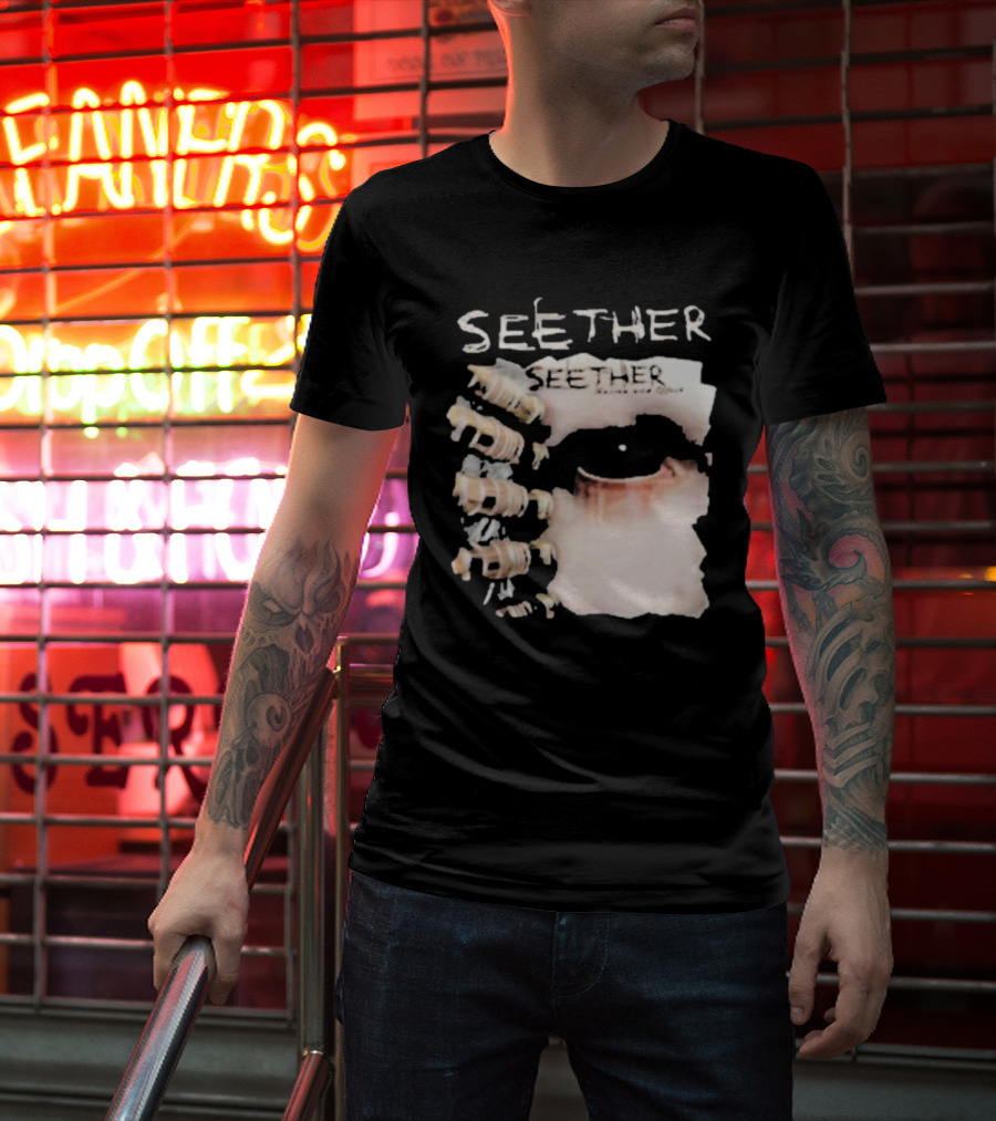Seether Karma And Effect Eye Skeleton Couple Image T-Shirt