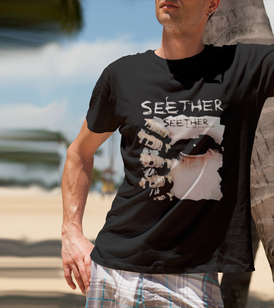 Seether Karma And Effect Eye Skeleton Couple Image T-Shirt
