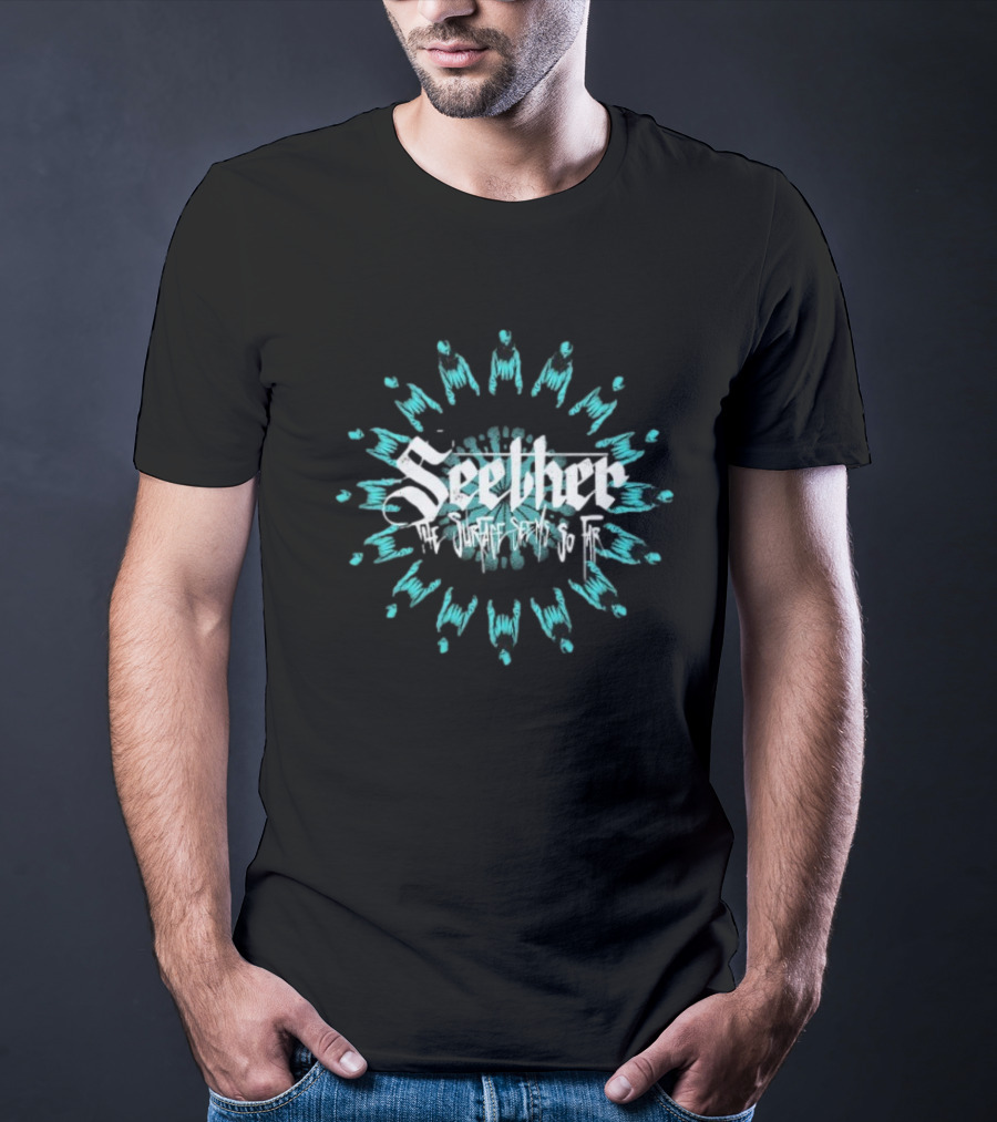 Seether The Surface Seems So Far Circle Blue And White Motif T-Shirt