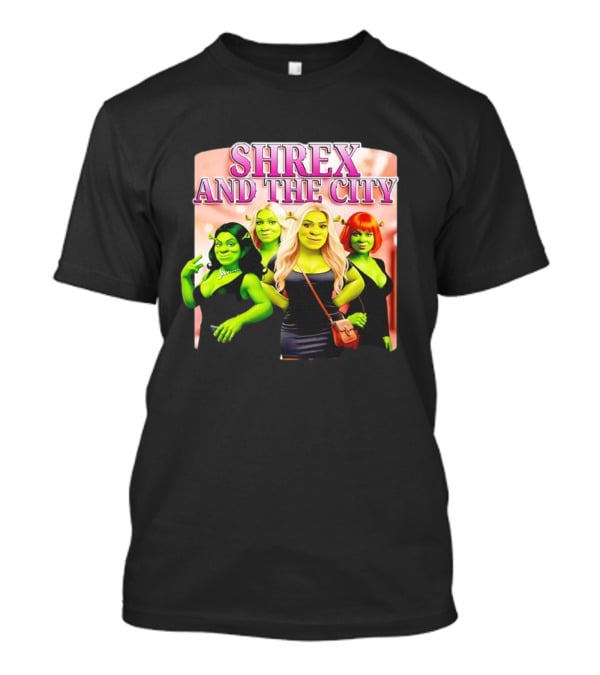 SHREX AND THE CITY Green Characters Ladies In Black Dresses T-Shirt