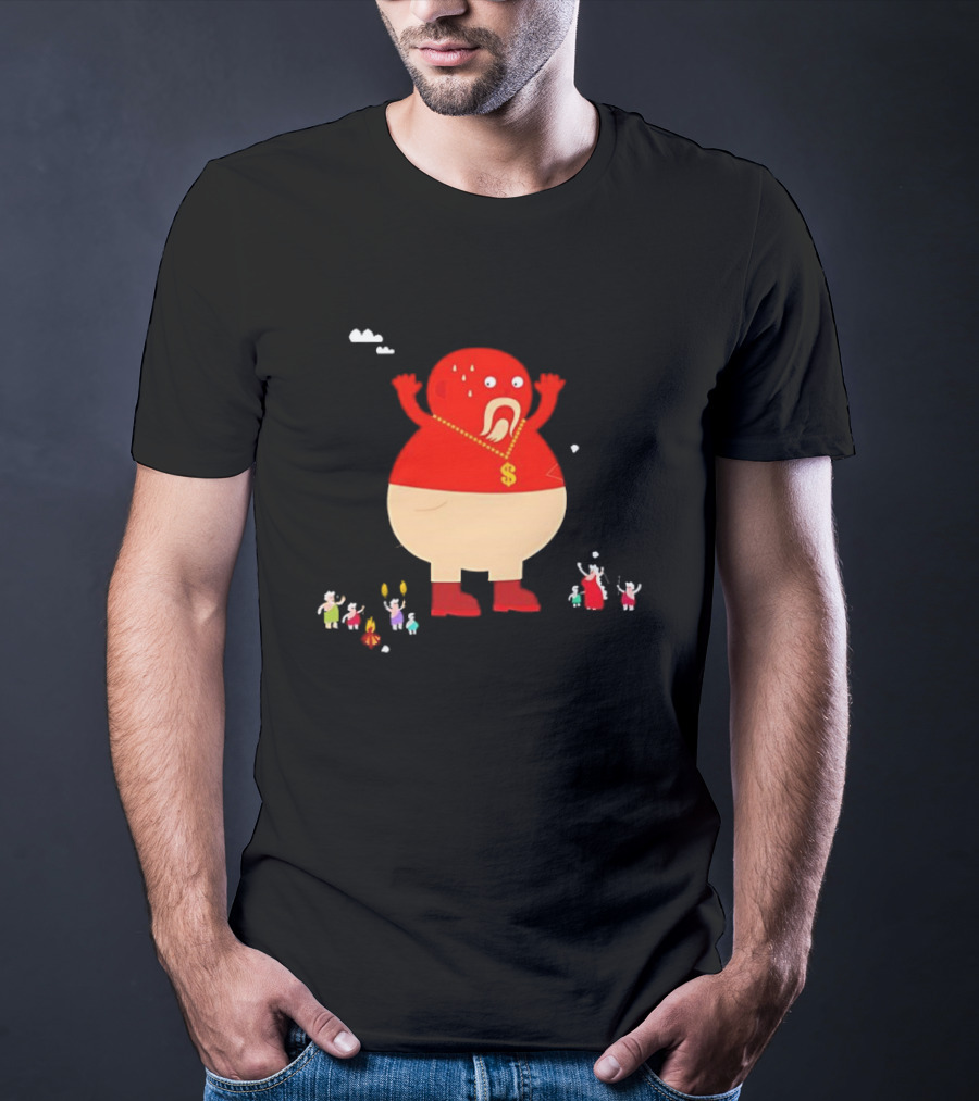 Simon Oxley Neanderfools Giant Red Character Dollar Necklace T-Shirt