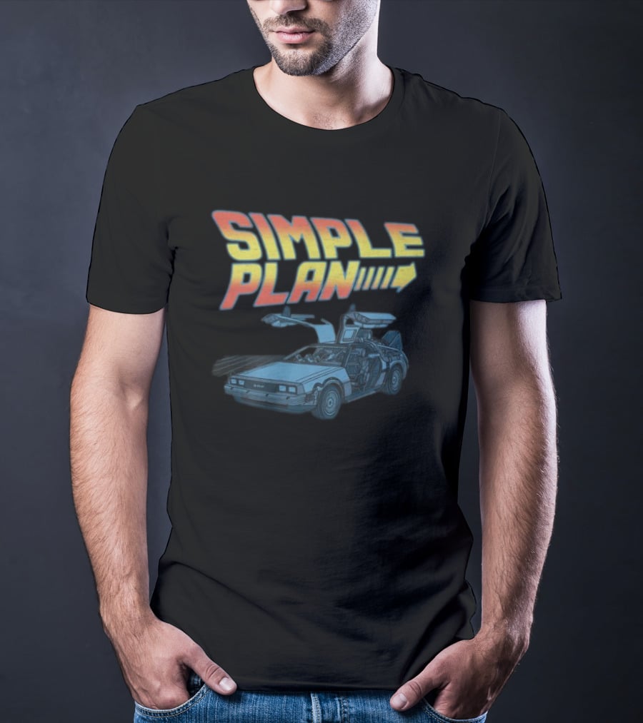 SIMPLE PLAN Time Travel Car Retro Style Cutout T-Shirt