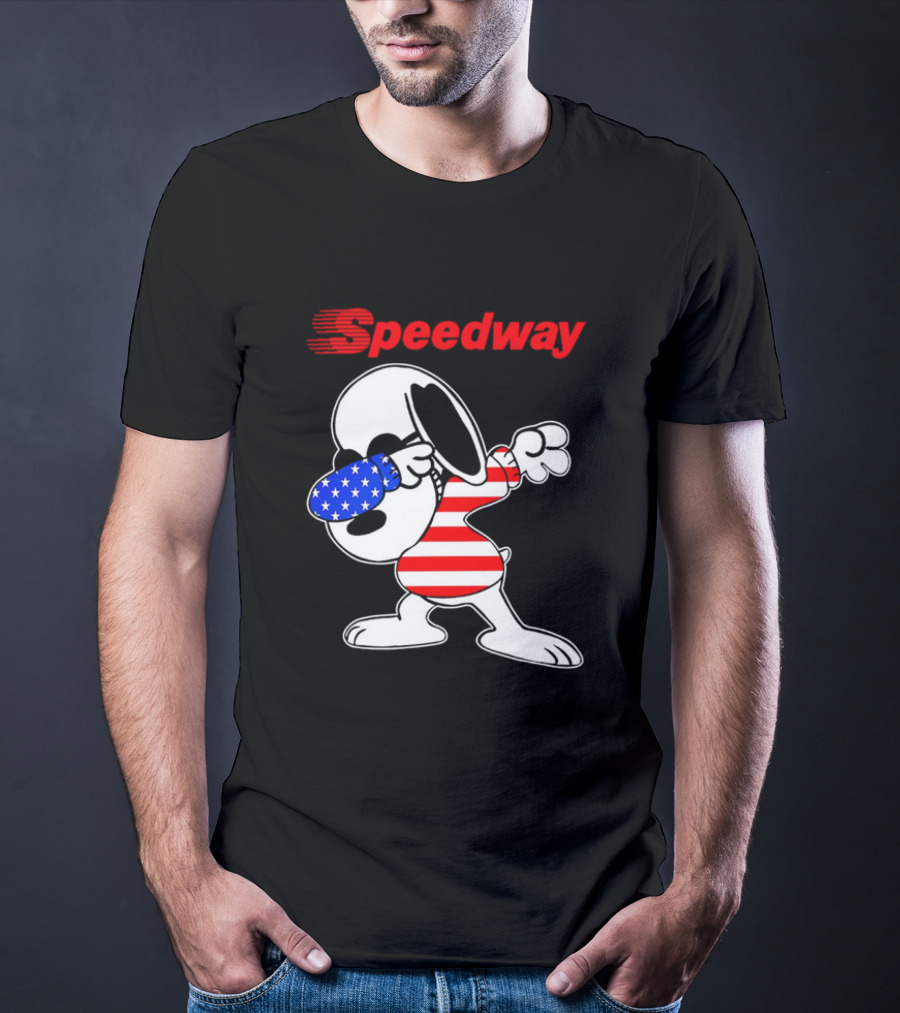 Speedway Snoopy Dabbing American Flag Outfit T-Shirt