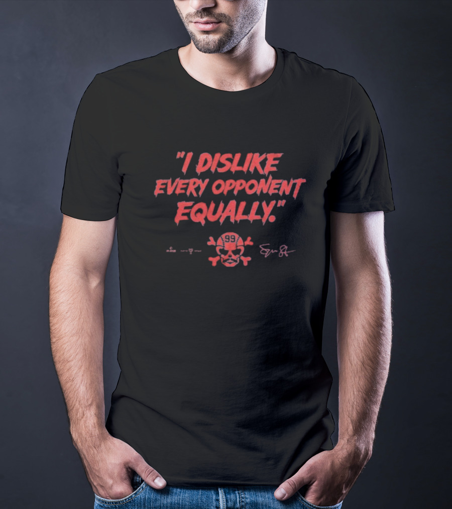 "I Dislike Every Opponent Equally Spencer Strider Skull And Crossbones Signature" T-Shirt