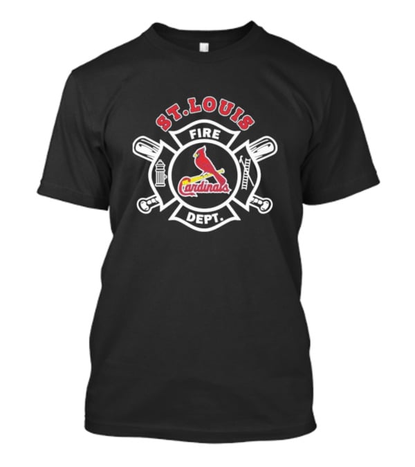 St Louis Cardinals Fire Dept Firefighters MLB Collaboration With Symbolic Badge And Equipment T-Shirt