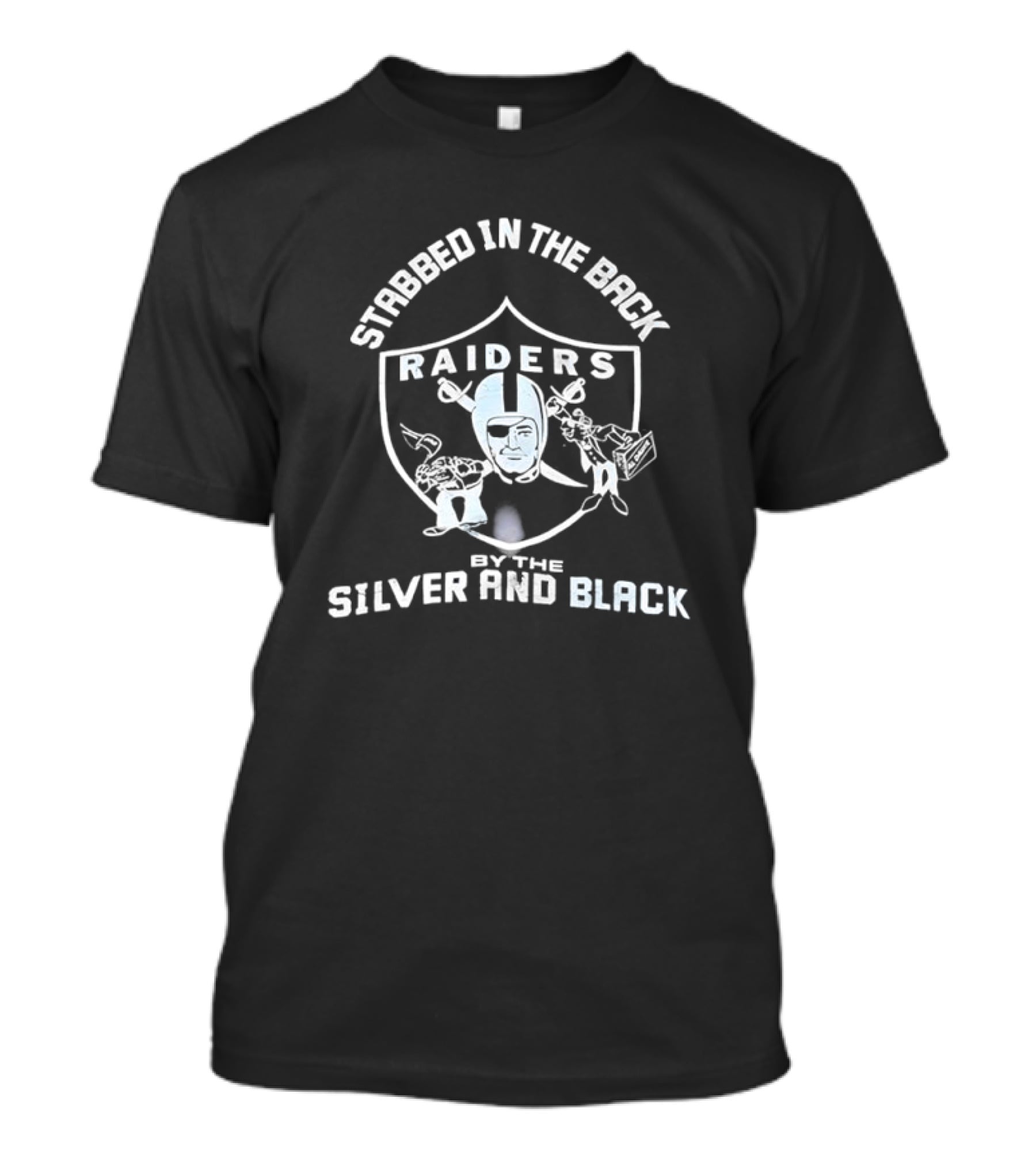 Stabbed In The Back Raiders Silver And Black T-Shirt