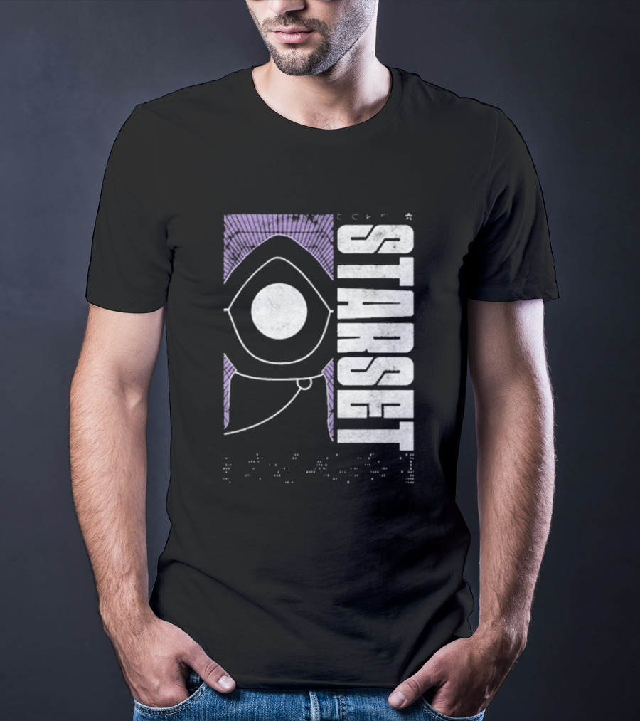 Starset Echo Purple Hooded Figure Bold White Text T-Shirt