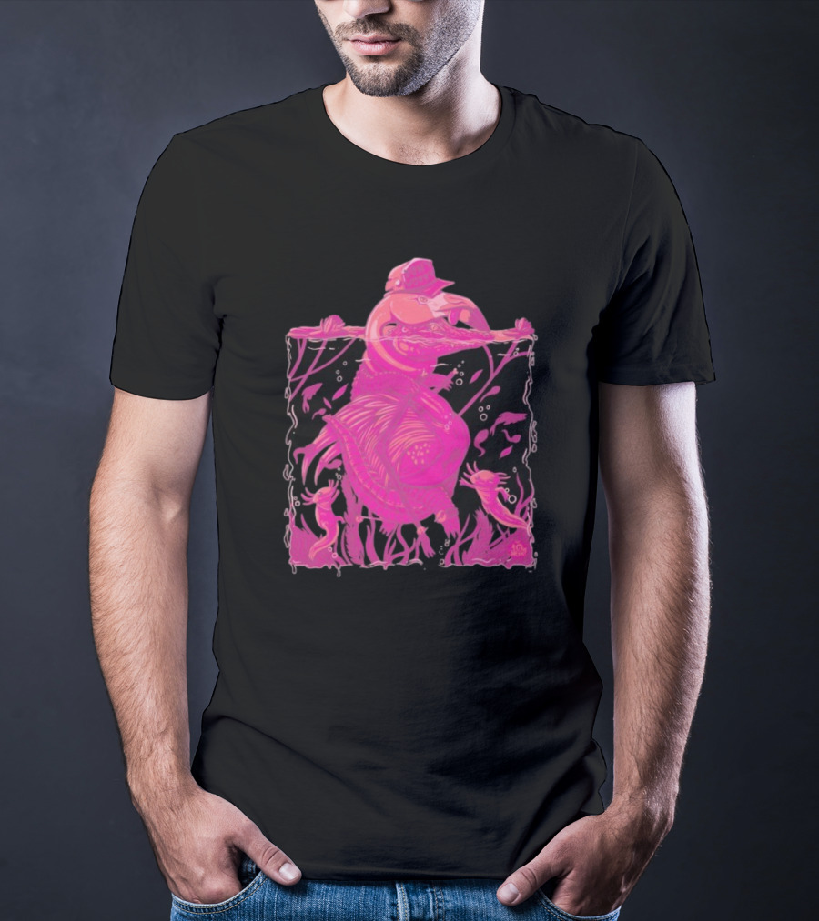 Ten Hundred Clever Girl Pink Dinosaur With Hat Underwater Artwork T-Shirt