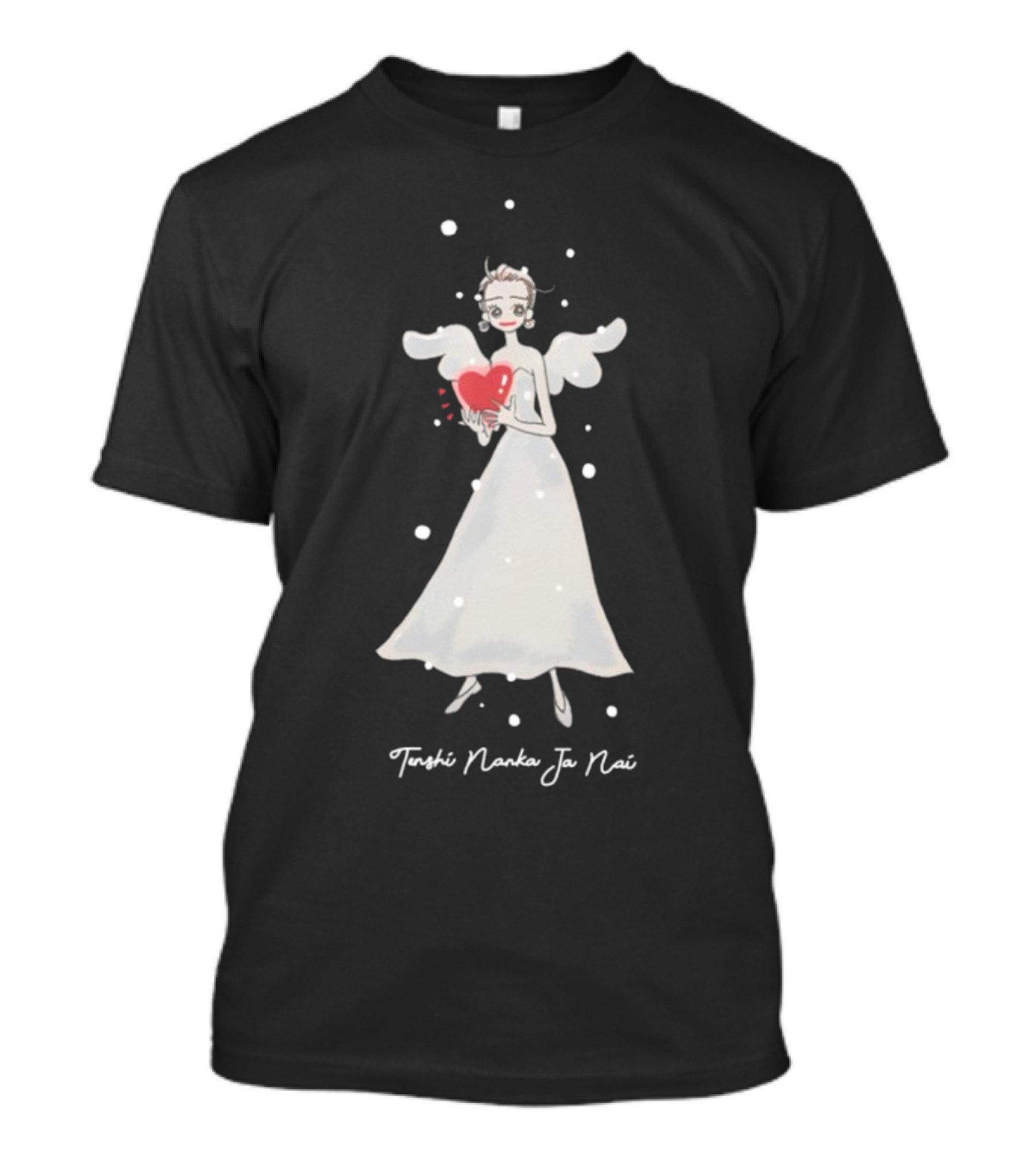 Tenshi Nanka Ja Nai Angel Illustration Holding Heart T-Shirt