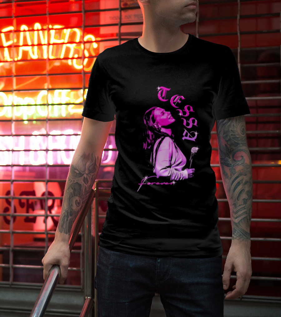 Tessa Forever Økologisk Pink Silhouette With Rose And Stars T-Shirt