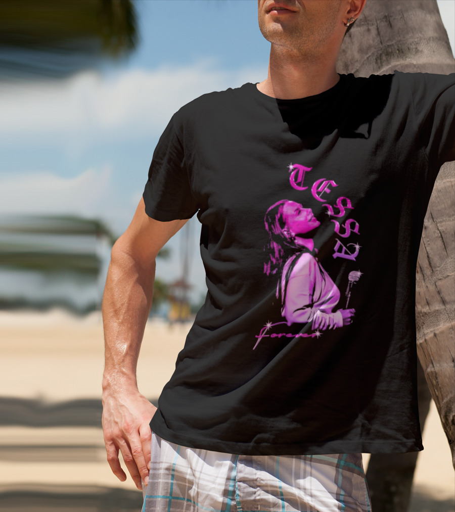 Tessa Forever Økologisk Pink Silhouette With Rose And Stars T-Shirt